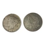 TWO EARLY 20TH AMERICAN SILVER ONE DOLLAR COINS To include Liberty dollar, dated 1922 and a dollar