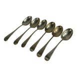 A SET OF SIX EARLY 20TH CENTURY SILVER DESSERT SPOONS Initialled 'B' on handle, Sheffield, 1918,