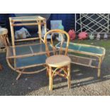 THREE VINTAGE BAMBOO AND GLASS OCCASIONAL TABLES. Largest 91 x 52 x 47cm Condition good in