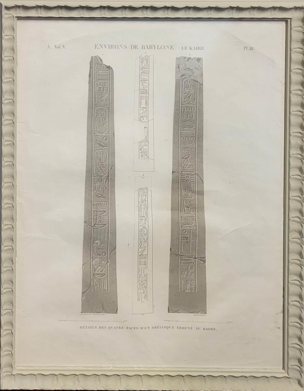 A SET OF FOUR 19TH CENTURY BLACK AND WHITE ARCHITECTURAL ENGRAVINGS Egyptian scenes, a pair