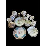 A MIXED COLLECTION OF DECORATIVE ENGLISH AND CONTINENTAL CERAMICS To include plates, trinket