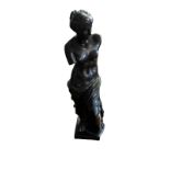 AFTER THE ANTIQUE COPPER CLAD STATUE, AN EARLY 20TH CENTURY SEMICLAD CLASSICAL FEMALE. (149cm)