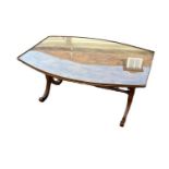 A 20TH CENTURY OYSTER VENEERED COFFEE TABLE. (101cm x 71cm x 51cm) Condition: some discolouration
