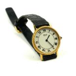 SEIKO, A GOLD PLATED LADIES' WATCH WITH A SAPPHIRE WINDER Roman number markings, Quartz movement, on