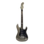 A VINTAGE MARLIN SIDEWINDER SILVER STRAT ELECTRIC GUITAR With case and stand, 1980's, with mother of