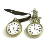 TWO EARLY 20TH CENTURY SILVER PLATED BRITISH MILITARY POCKET WATCHES Marked 'W. Ehrhardt' to dial,