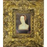 ANNE BOLEYN, 1501 - 1536, A MODERN LITHOGRAPH PORTRAIT PRINT In carved gilt frame, bearing label