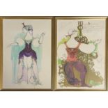 BJØRN WINBLAD, A PAIR OF POLYCHROME LITHOGRAPHS Arabian Nights Ballet dancers in exotic costume,