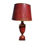 A 20TH CENTURY REGENCY STYLE ORNAMENTAL TABLE LAMP With lion handles, complete with matching