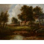 JOSEPH THORS, 1835 - 1920, OIL ON CANVAS Landscape, titled 'S View Near Burton Worcester',