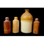 A 19TH CENTURY ENGLISH SALT GLAZED STONEWARE BOTTLES Four various Victorian stoneware bottles, to