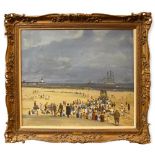 CAMPBELL ARCHIBALD MELLON, BRITISH, 1876 - 1955, OIL ON CANVAS Busy beach at Gorleston, with Punch
