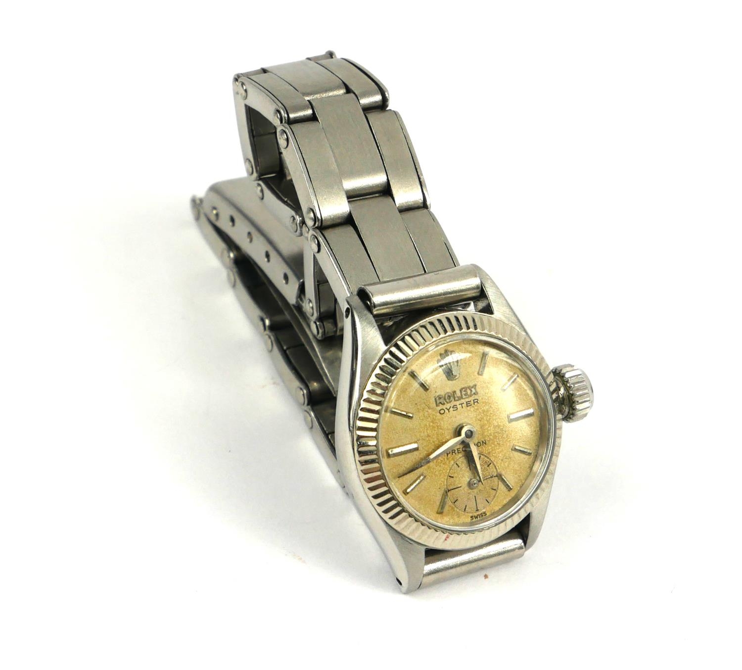 A VINTAGE LADIES ROLEX OYSTER PRECISION WATCH, manually-wound, with rare minute repeater hand. Fully - Image 3 of 7