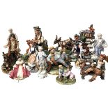 A LARGE COLLECTION OF CAPODIMONTE FIGURAL GROUPS AND VARIOUS OTHER FIGURES. (largest 35cm x 43cm)