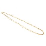 AN 18CT YELLOW GOLD AND DIAMOND TWO STRAND CABLE LINK NECKLACE. (41cm, gross weight 17.7g)