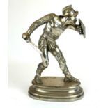 ÉMILE GUILLEMIN, 1841 - 1907, A FRENCH SILVERED BRONZE FIGURE, FIGHTING GLADIATOR With helmet,
