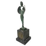 GEORGES CONTAUX, 1891- 1984, A 20TH CENTURY BRONZE ANGEL HOLDING FLAME SIGNED 'MONTEREAU', RAISED