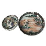 TWO CHINESE FAMILLE VERTE PORCELAIN ITEMS To include a mid to late 19th Century large charger