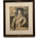 GEORGE VERTUE, 1684 - 1756, AN ENGRAVING DEPICTING A HALF LENGTH PORTRAIT OF SIR FRANCIS DRAKE