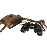 A PAIR OF WWI CARL ZEISS BINOCULARS IN A LEATHER CASE Marked 'Carl Zeiss, Jena, Turact 369968