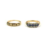 TWO 9CT GOLD RINGS To include a 9ct gold diamond and topaz ring, together with a 9ct gold iolite