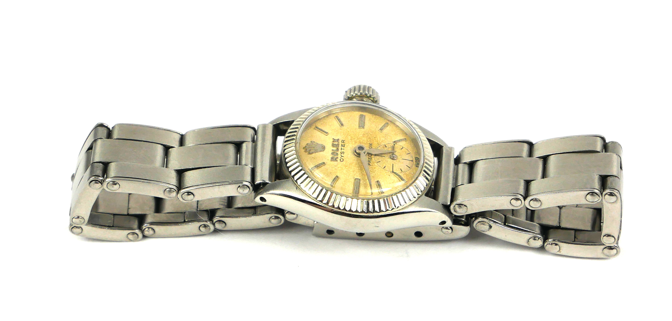 A VINTAGE LADIES ROLEX OYSTER PRECISION WATCH, manually-wound, with rare minute repeater hand. Fully - Image 4 of 7