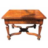 AN 18TH/19TH CENTURY DUTCH MARQUETRY INLAID TABLE Having a single drawer, raised on square sectioned