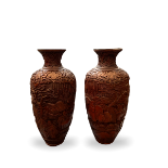 A Pair of cinnabar Lacquer Vases, Republic periodH: 26cm