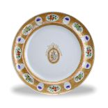 A 'famille rose' Portuguese Armorial Plate, Jiaqing Period, Qing Dynasty W: 25cm With central oval