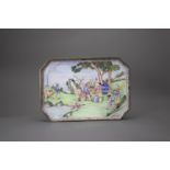 A Canton Enamel Tray with figures, Qianlong W: 21.5cm, L: 30.4cm Of canted rectangular form, with