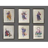 A Set of Six Paintings of Deities, c. 1900 43 x 32.5 in ink and colours on paper, inscribed,