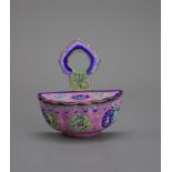 A rare Canton Enamel Hanging Bowl, 19th century H: 7.5cm, W: 6.5cm probably a stoup for holy