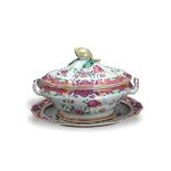 A 'famille rose' Tureen, Cover and Stand, Qianlong Period, Qing Dynastytureen L: 22.5cm, stand L: