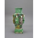 A Rare 'famille verte' biscuit Vase, Kangxi Period, Qing DynastyH: 17cm A Rare 'famille verte'