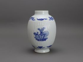 An ovoid blue and white Jar, in Kangxi style H: 16cm In Kangxi style, with roundels of antiques in
