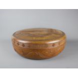 A hard wood carved Japanese food container for tea ceremony, 20th century. D:36cm Extremely well