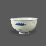 A blue and white Landscape Bowl W: 14.7cm