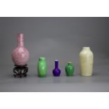 Five small Monochrome Vases, Qing Dynasty H: 6.5cms - 20cms PROPERTY FROM THE COLIN HART