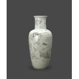 A rare Rouleau Vase with engraved decoration, early Republic H: 43cm, W: 19.5cm Finely engraved with