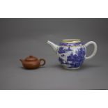 A Yixing zisha Teapot and Cover, 20th Century, together with a blue and white Teapot, Qianlong