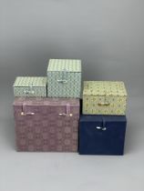 Five silk boxes L: 10 cm - 20cm W: 7 cm - 20 cm