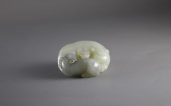 A grey and celadon Jade 'Cats' Group, 19th Century W: 5.2cm, H: 1.5cm A grey and celadon Jade 'Cats'