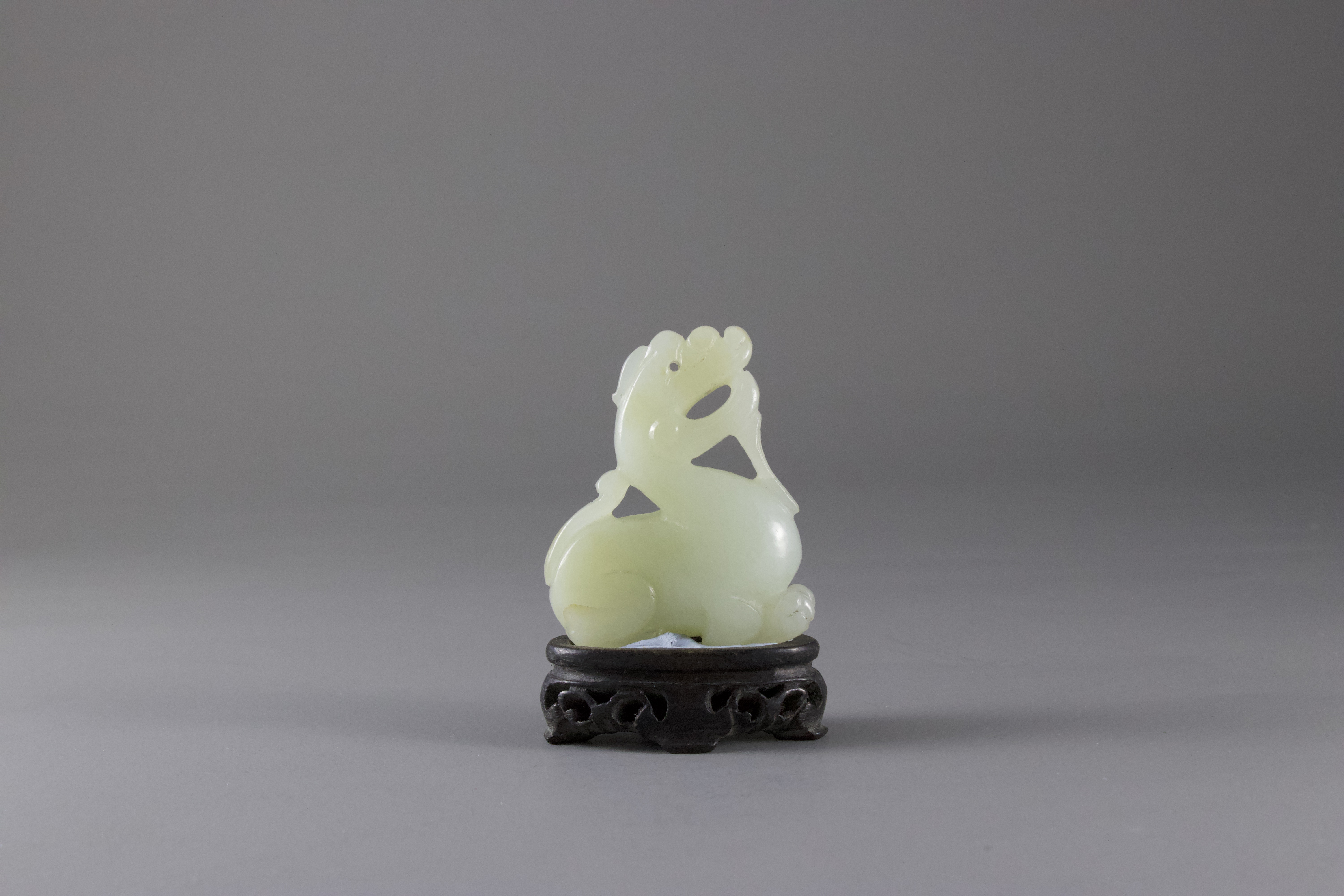 A celadon Jade Fabulous Animal, 18th /19th CenturyH: 5cm A celadon Jade Fabulous Animal, 18th / - Image 2 of 6