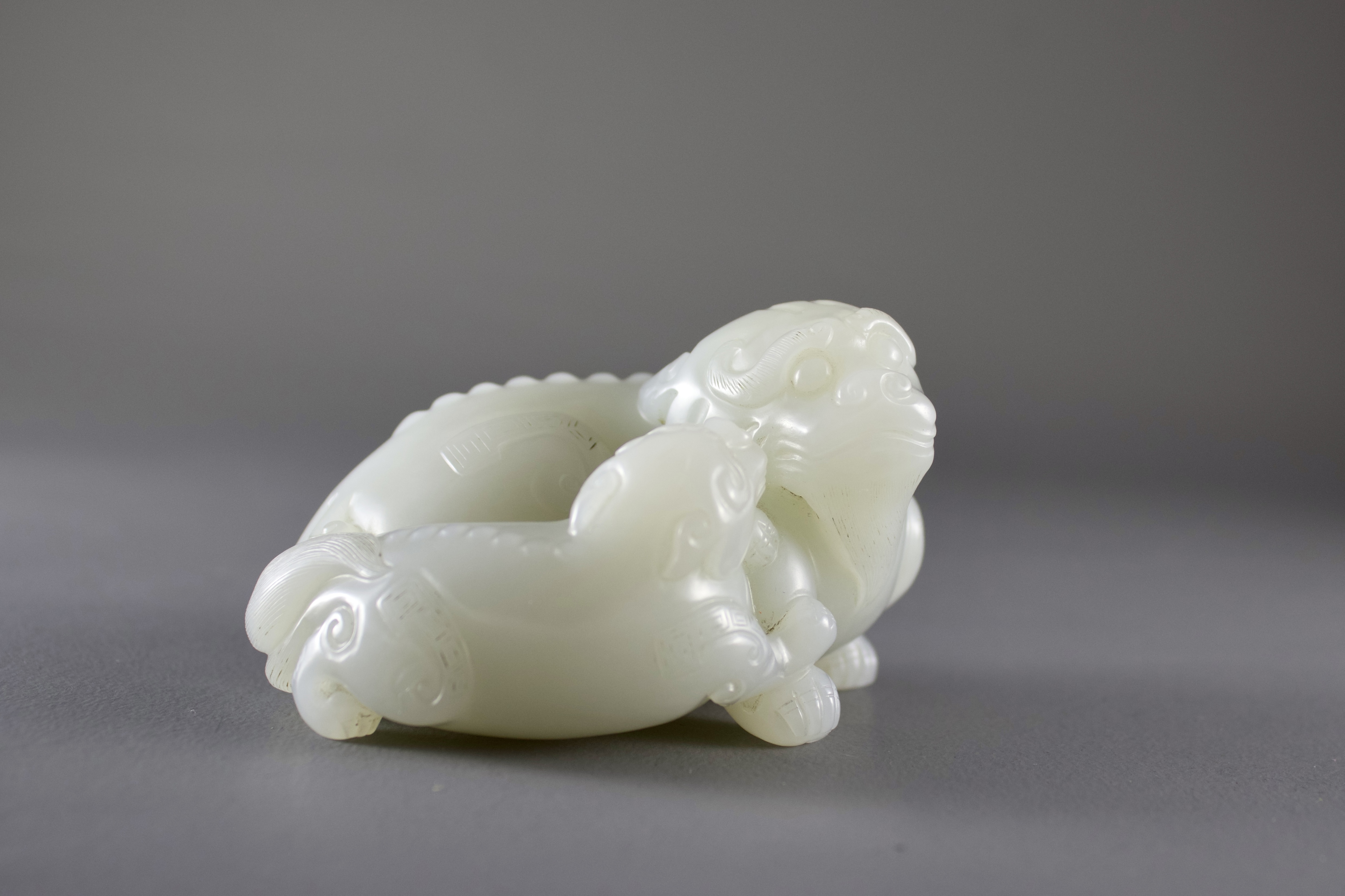 A celadon Jade 'Beasts' Group, 18th CenturyL: 8cm, H: 5cm A Fine celadon Jade 'Beasts' Group, 18th - Image 7 of 7