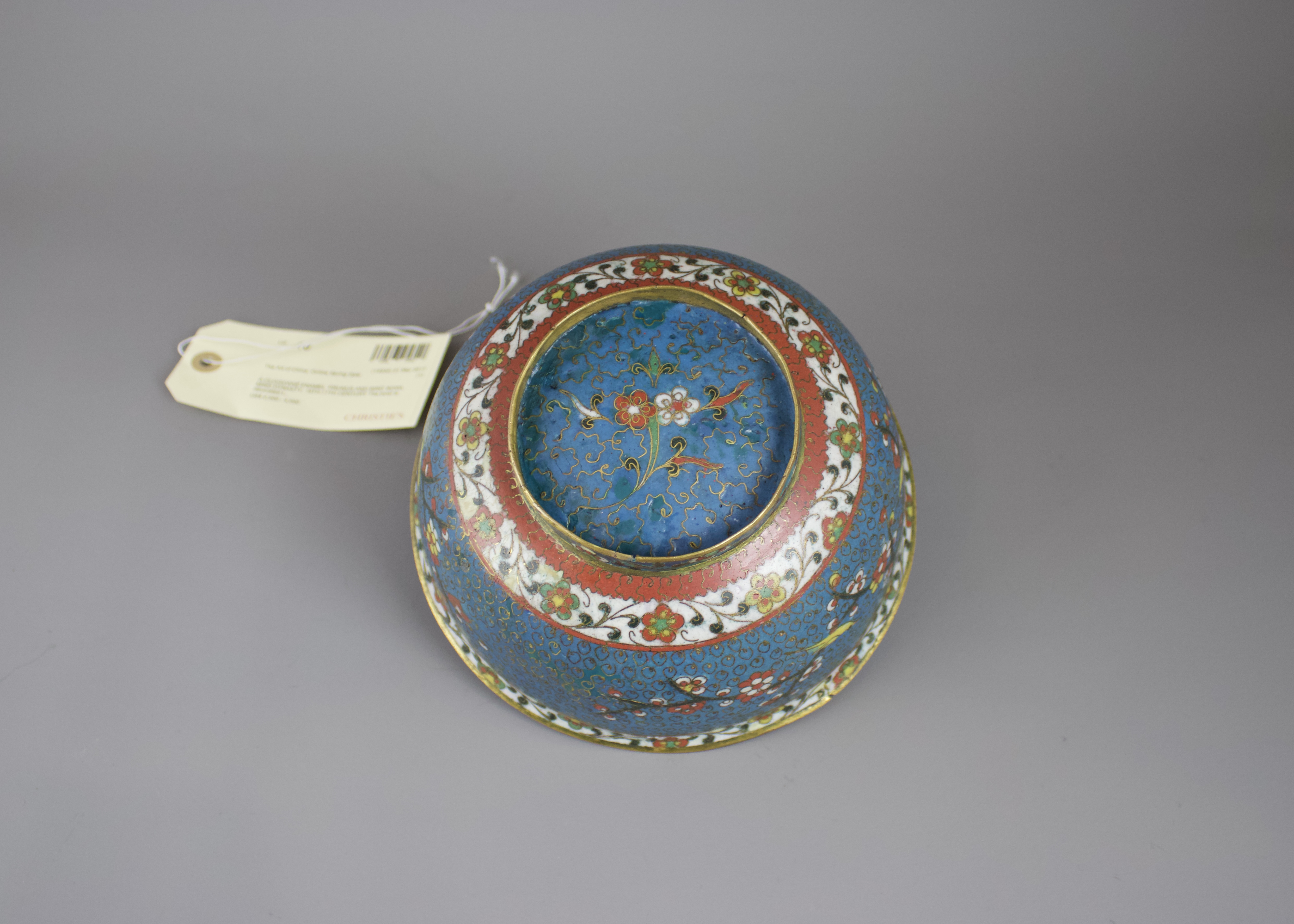 An attractive Cloisonne 'songbirds on prunus' Bowl, late Ming Dynasty W 18.5cm H 9.5cm decorated - Image 5 of 5