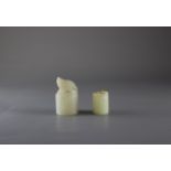 Two celadon Jade Seals, Qing Dynasty or laterthe tallest H: 4.4cm Two celadon Jade Seals, Qing