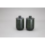 A Pair of Jade Cups with lids, 20th century