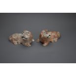 A charming Pair of Figures of Spaniels, Qianlong Period, Qing Dynasty L: 17.5cm The seated beasts