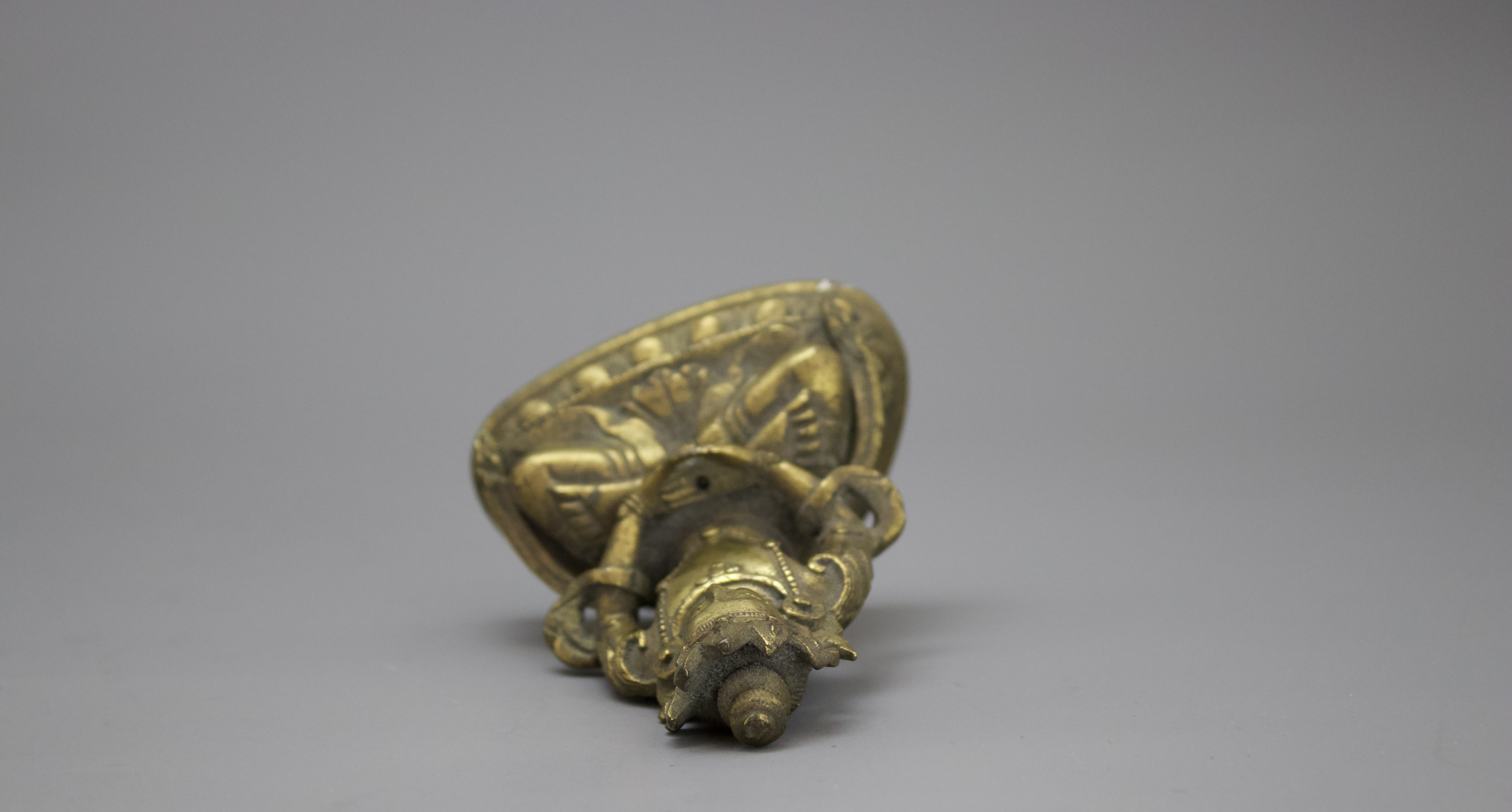 A Gilt Bronze Amitayus, c. 1800 H: 10cm well cast with some chased detail, seated on a waisted lotus - Image 6 of 6