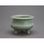 A miniature Celadon Incense Burner, Song Dynasty or laterH: 5.5cm A miniature Celadon Incense